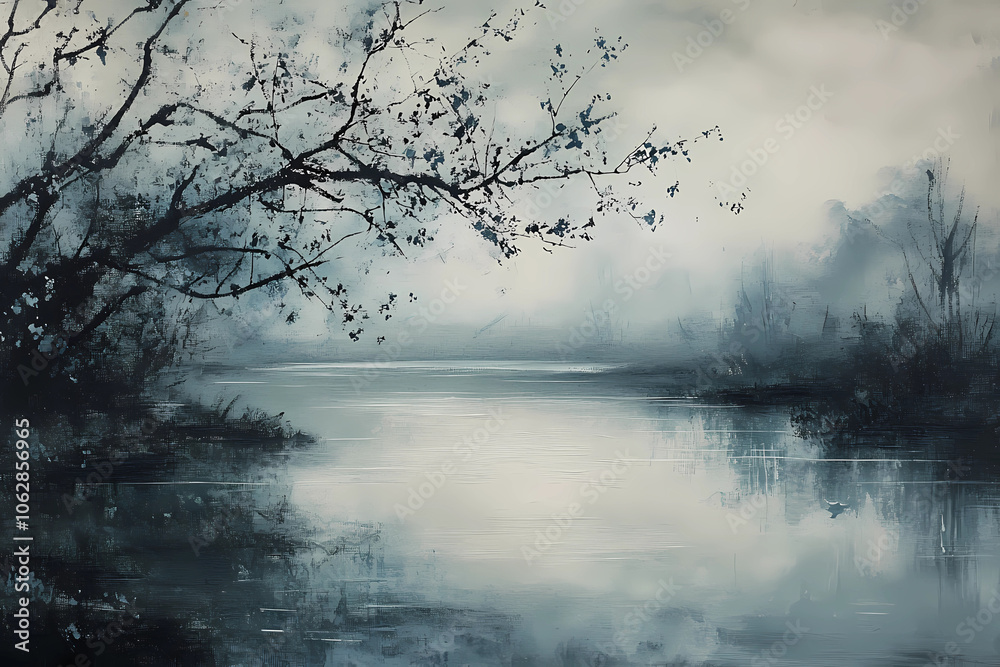 Fototapeta premium Explore the Calm of a Serene Pearl Riverbank - A Path to Peaceful Reflections