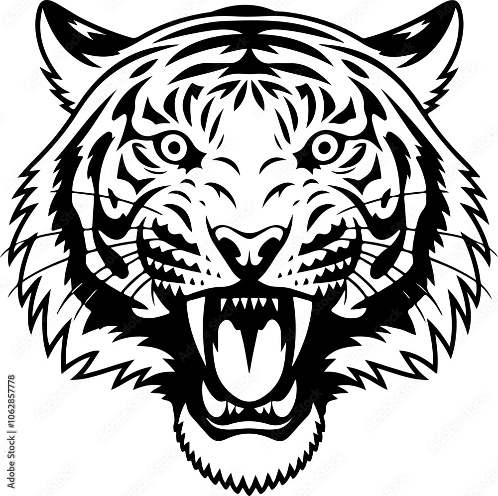 Naklejka premium tiger head illustration isolated on white background. Images for logo, label, emblem. Vector illustration.