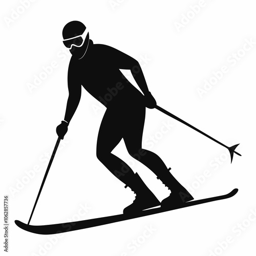 Winter Sport Ski Silhouette Illustration with a white background