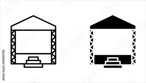 Stage constructions icon. Scene, event equipment for concert, music festival on white background