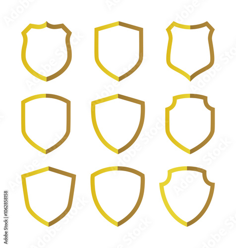 vector set of shield icon logo - thick line style (artwork 1)