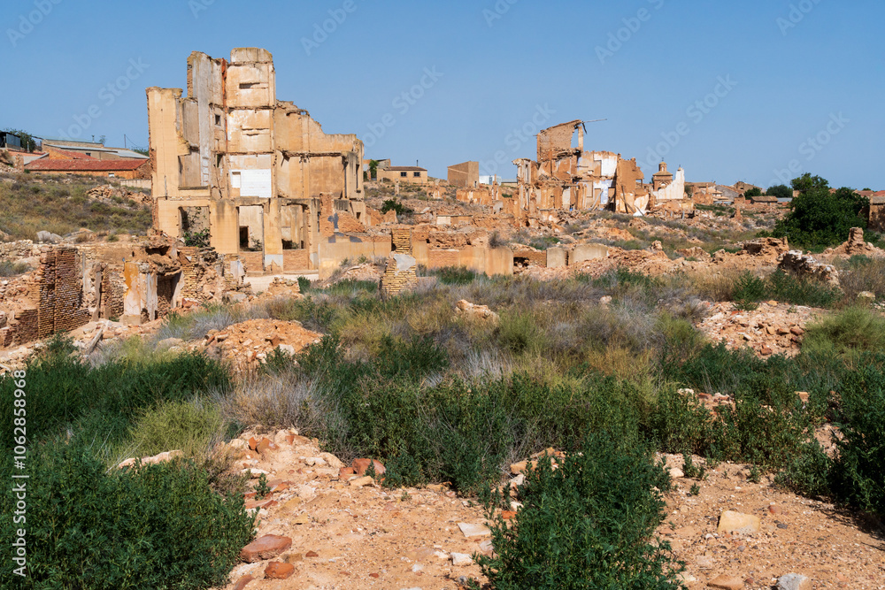 Old town of Belchite, Spanish Civil War Site, Zaragoza, Spain Old town of Belchite, Spanish Civil War Site, Zaragoza, Spain
