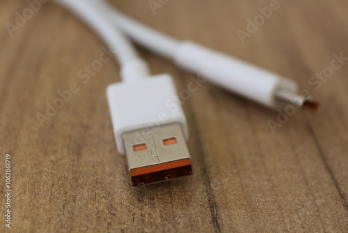 white usb to type c charging and data cable