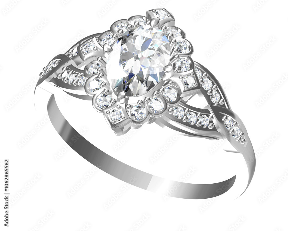 Fototapeta premium Wedding ring 3D rendering (high resolution 3D image)