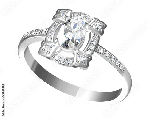 Wedding ring 3D rendering (high resolution 3D image)