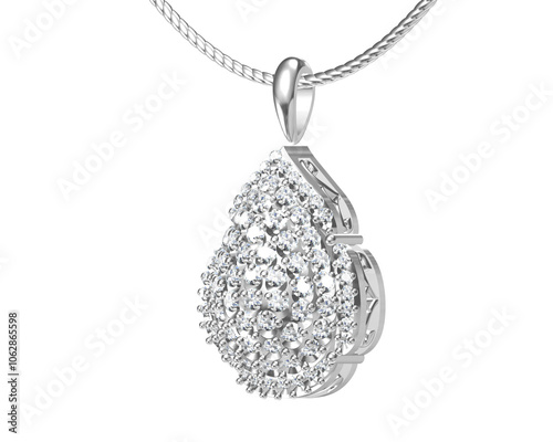 Silver fashion pendant isolated on white background