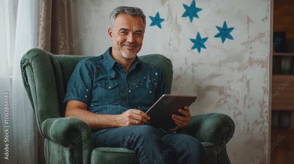 The Smiling Man with Tablet The Smiling Man with Tablet