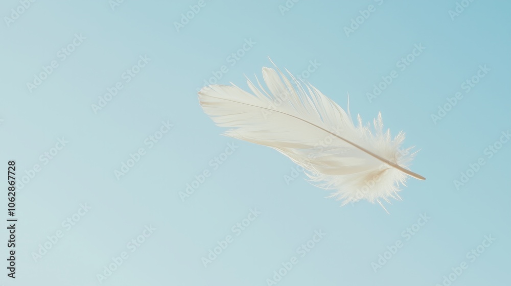 Obraz premium Floating Feather in Blue Sky