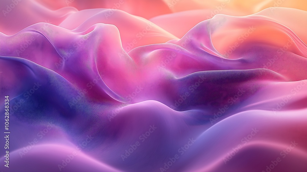 Fototapeta premium Abstract waves shape glowing in ultraviolet spectrum. Background for banner, backdrop or texture for 3D mapping generative ai