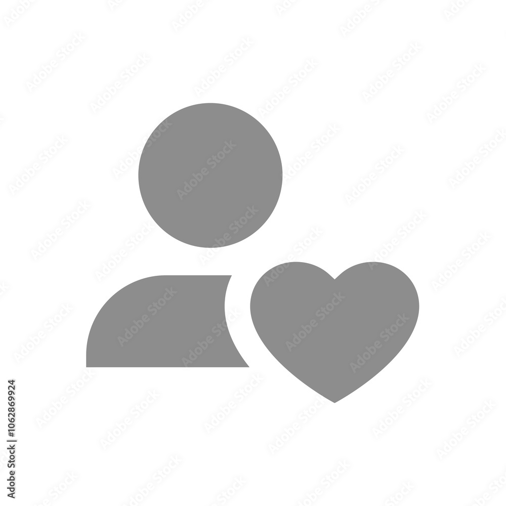 Favorite contact with heart vector icon. Hearted avatar person symbol. Favorite contact with heart vector icon. Hearted avatar person symbol.