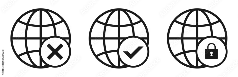 outline globe internet network icon outline globe internet network icon