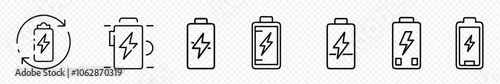 Battery charge icon. Battery charge flat icons, Battery charge indicator icons set. Phone charge, Battery icon set. battery charge level. battery Charging icon