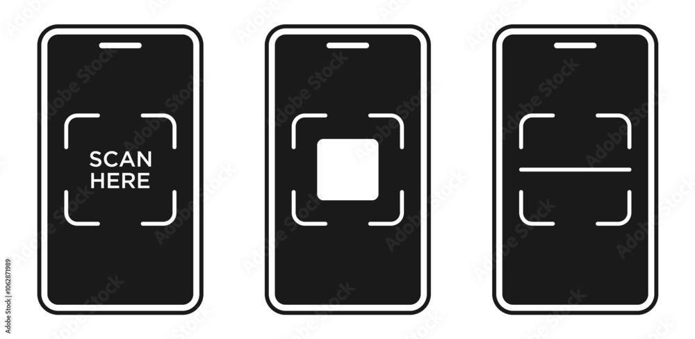 mobile scan here quick response code icon mobile scan here quick response code icon