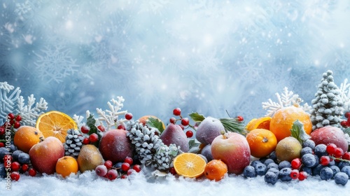 Seasonal winter fruit scene crafted with copy space for your text or graphics