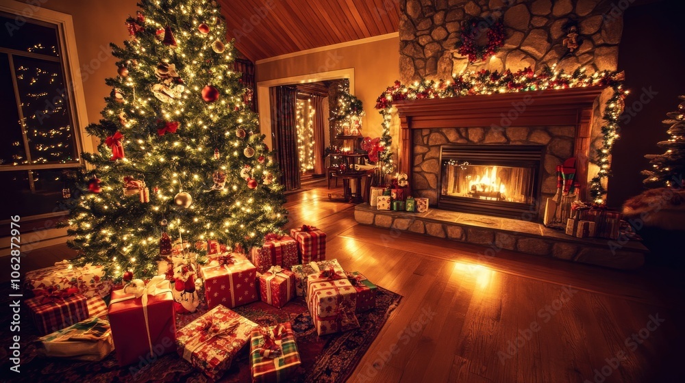Christmas Fireplace and Tree Christmas Fireplace and Tree