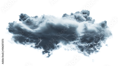 storm cloud with lightning isolated on transparent background