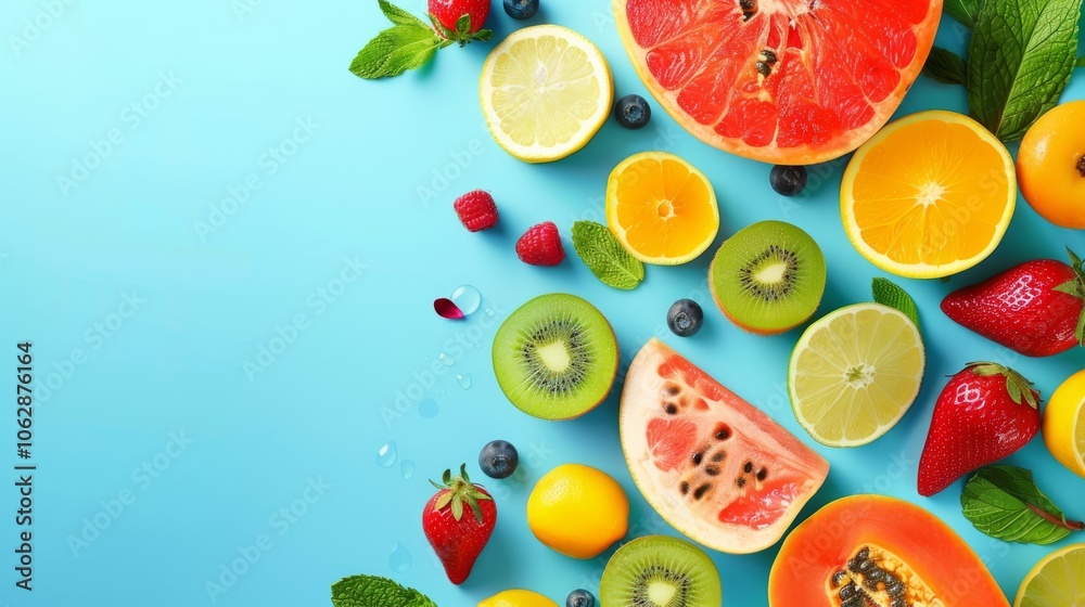 Vibrant summer fruit composition with space for text Vibrant summer fruit composition with space for text