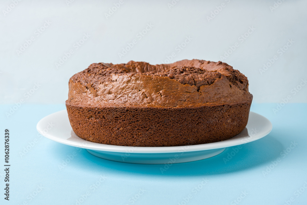 Top view of cocoa, walnut, chocolate carrot and cinnamon bundt cake Top view of cocoa, walnut, chocolate carrot and cinnamon bundt cake