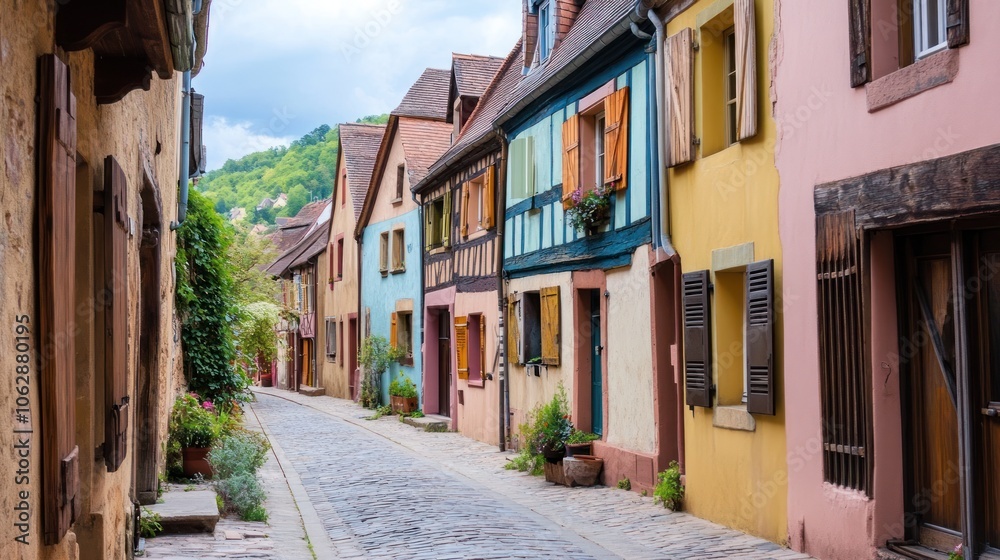 Fototapeta premium Charming French Village Street