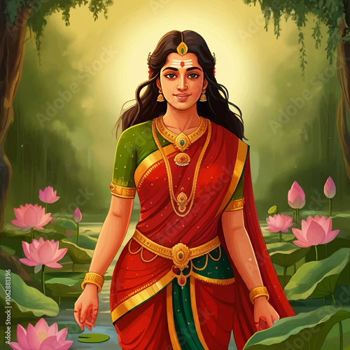 Portrait of a Hindu goddess...