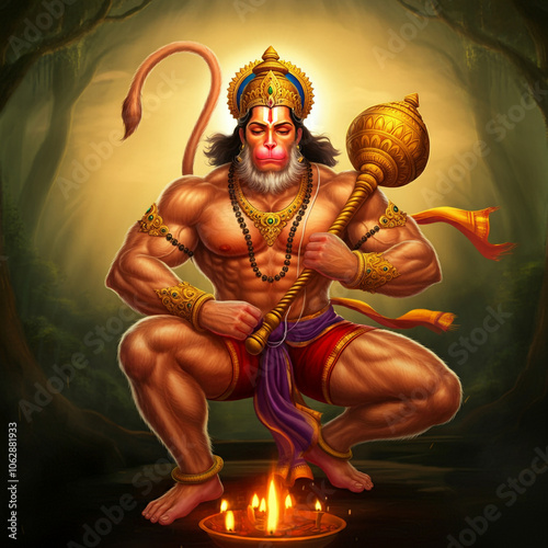 Depiction of Lord Hanuman h...