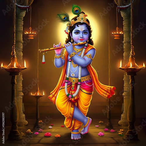 Illustration of Lord Krishn...