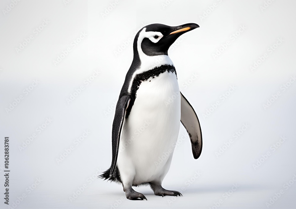 Naklejka premium A penguin is standing on a white background.