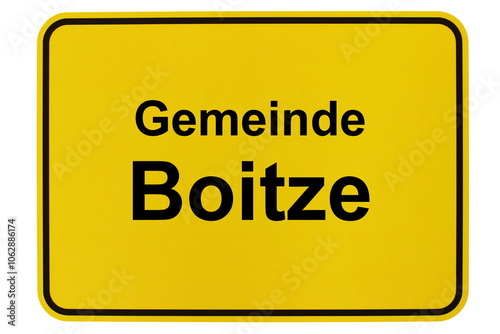 Illustration eines Ortsschildes der Gemeinde Boitze in Niedersachsen