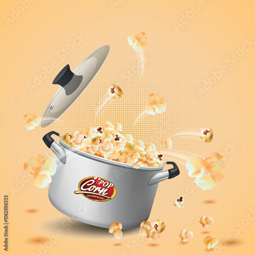 Popcorn in pressure cooker Vector Background