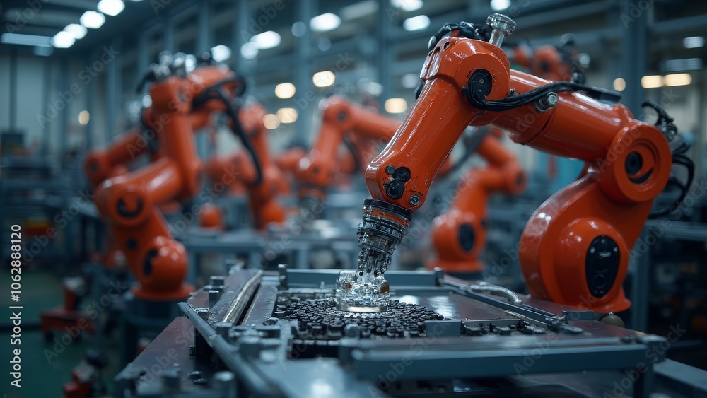 Advanced robotic arms streamlining modern industrial manufacturing processes Advanced robotic arms streamlining modern industrial manufacturing processes