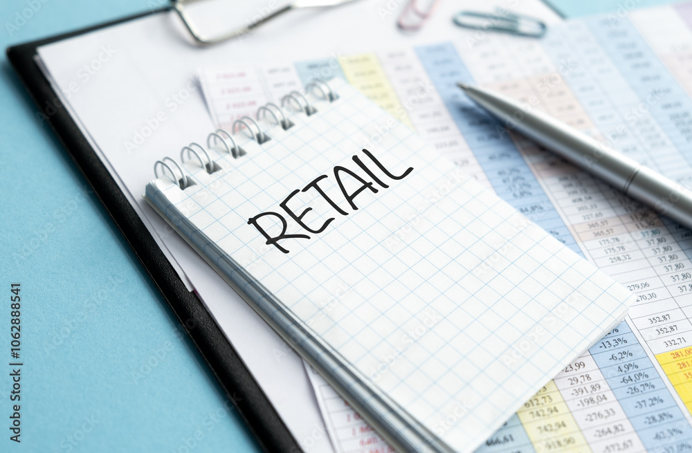 A notebook with the word Retail written on it A notebook with the word Retail written on it