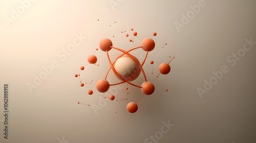 Elegant Molecular Structure in Perfect Symmetry and Harmony   A digital painting that captures the intricate beauty of a molecule s geometric precision and orbital patterns rendered in a warm photo