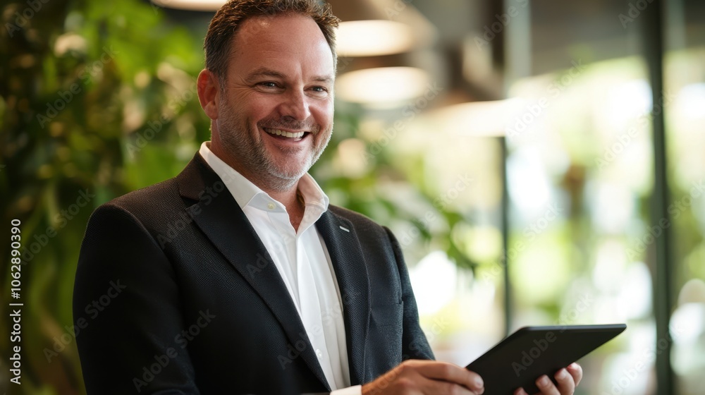 The Smiling Businessman with Tablet The Smiling Businessman with Tablet