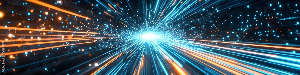 Fototapeta premium Dynamic Light Speed Warp with Blue Streaks