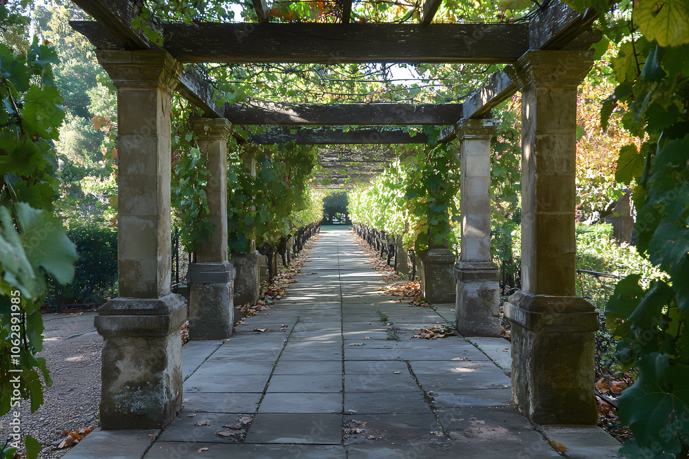 Historical Elegance: A Walkway Through an Aged Vineyard Historical Elegance: A Walkway Through an Aged Vineyard