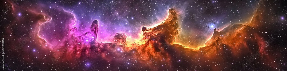 Cosmic Pink and Purple Nebula with Stars Cosmic Pink and Purple Nebula with Stars