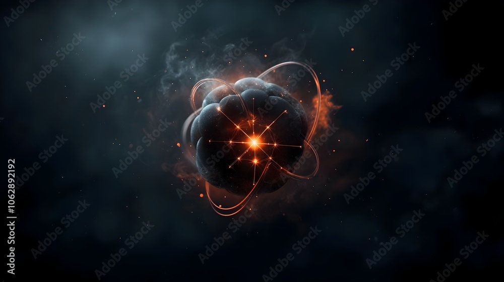 Fototapeta premium Captivating molecular structure in a spherical form radiating mesmerizing energy in star like patterns Intricate and mesmerizing scientific visualization futuristic and otherworldly