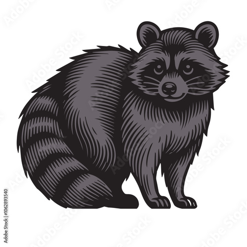 Cute Raccoon vector illustration - Racoon isolated Clipart Design