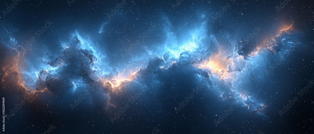 A stunning cosmic scene featuring vibrant nebulae and stars in deep space.
