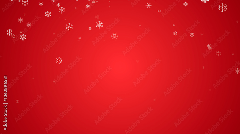 Falling snowflake on red background, abstract white snow particles fall in christmas winter, happy new year holiday card backdrop design Falling snowflake on red background, abstract white snow particles fall in christmas winter, happy new year holiday card backdrop design