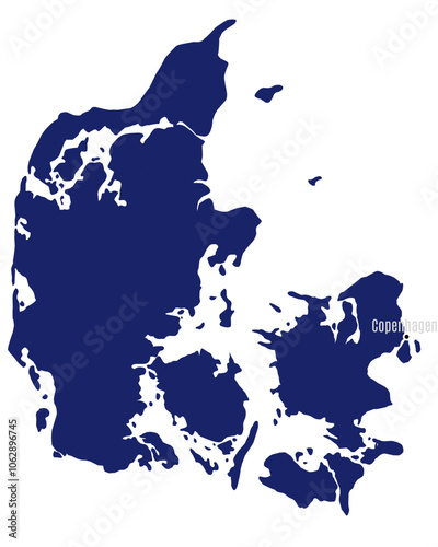 silhouette map of denmark with country capitals