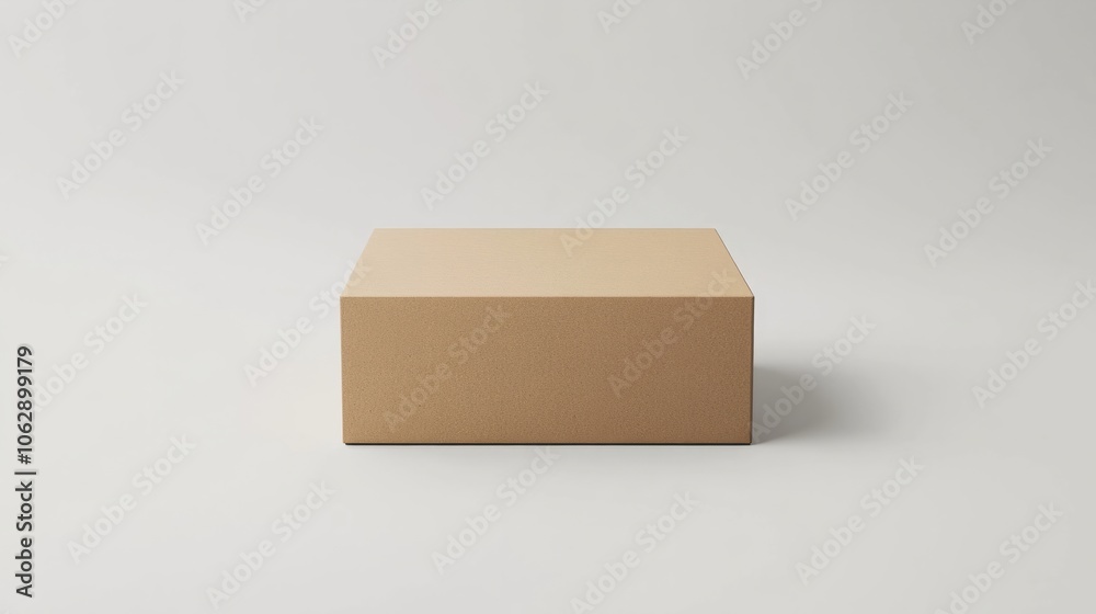 A minimalist cardboard box with no visible branding, centered on a plain white background A minimalist cardboard box with no visible branding, centered on a plain white background