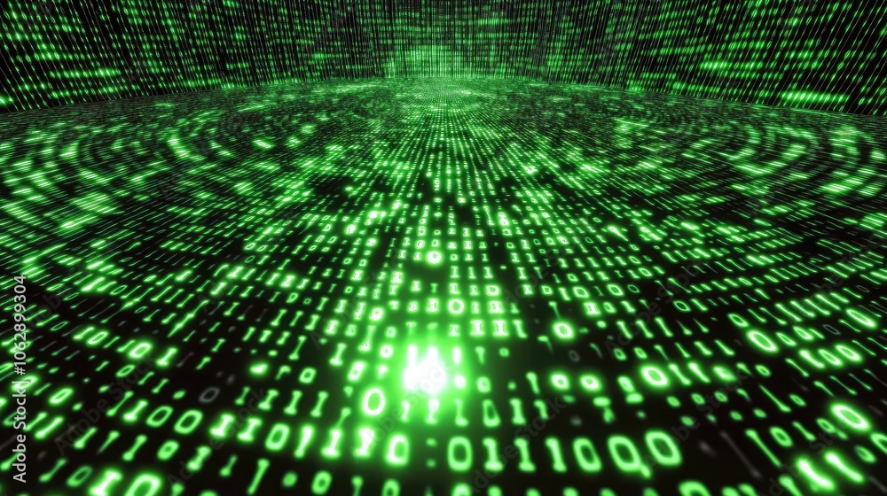 Futuristic Green Digital Matrix Background