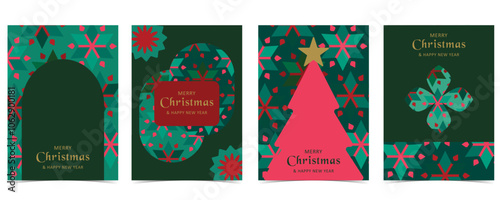 Wallpaper Mural Green Christmas festival background with geometric style.vector for a4 vertical design Torontodigital.ca