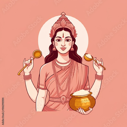 Goddess Annapurna holding a...