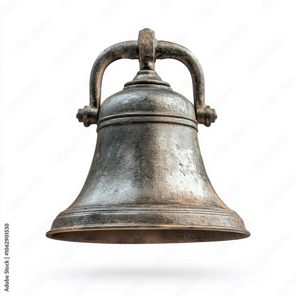 Bell isolated on white, showcasing intricate details and craftsmanship. Bell isolated on white, showcasing intricate details and craftsmanship.