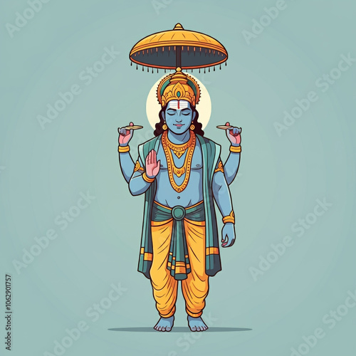 Lord Vamana under a large p...