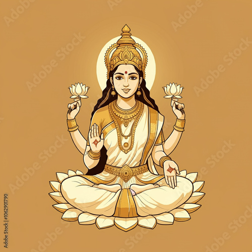 Goddess Lakshmi in a golden...