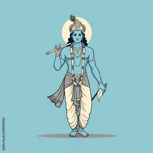 Lord Krishna playing the fl...