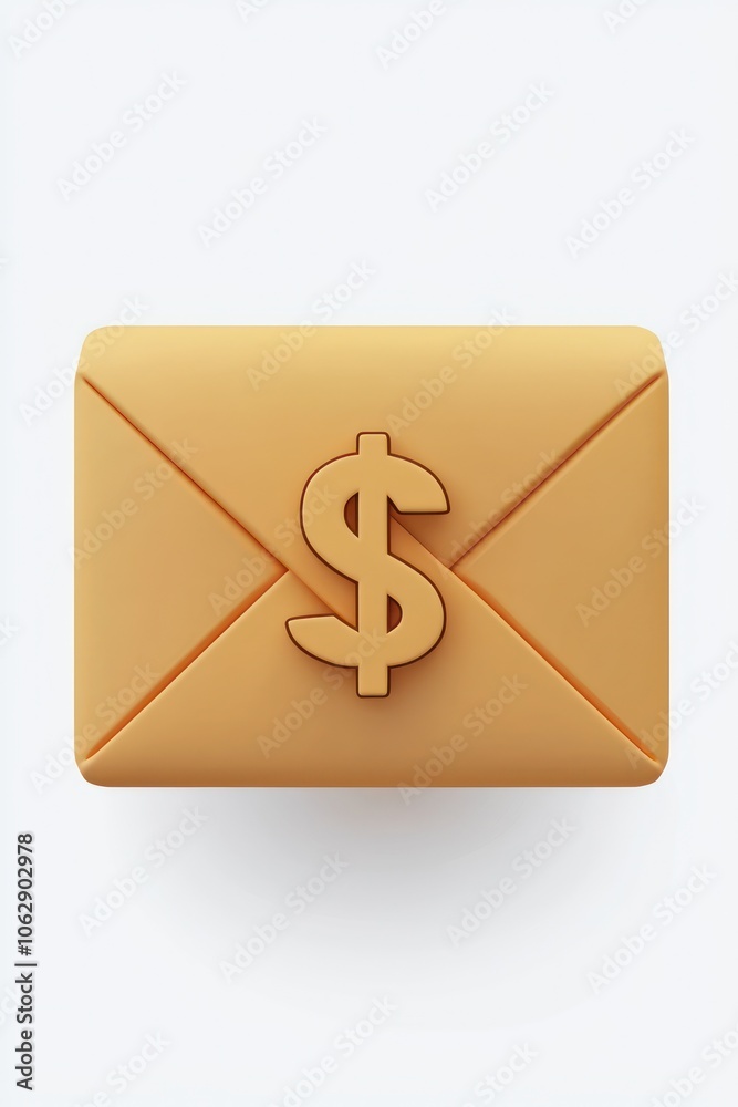Detailed 3D model of a salary envelope, complete with a dollar sign. Detailed 3D model of a salary envelope, complete with a dollar sign.